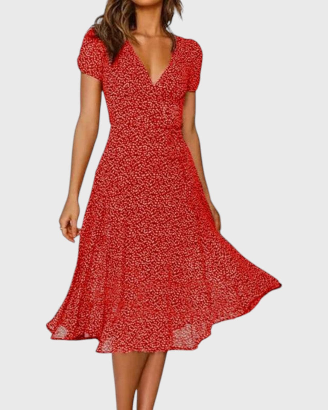 Léa robe midi évasée à décolleté en V