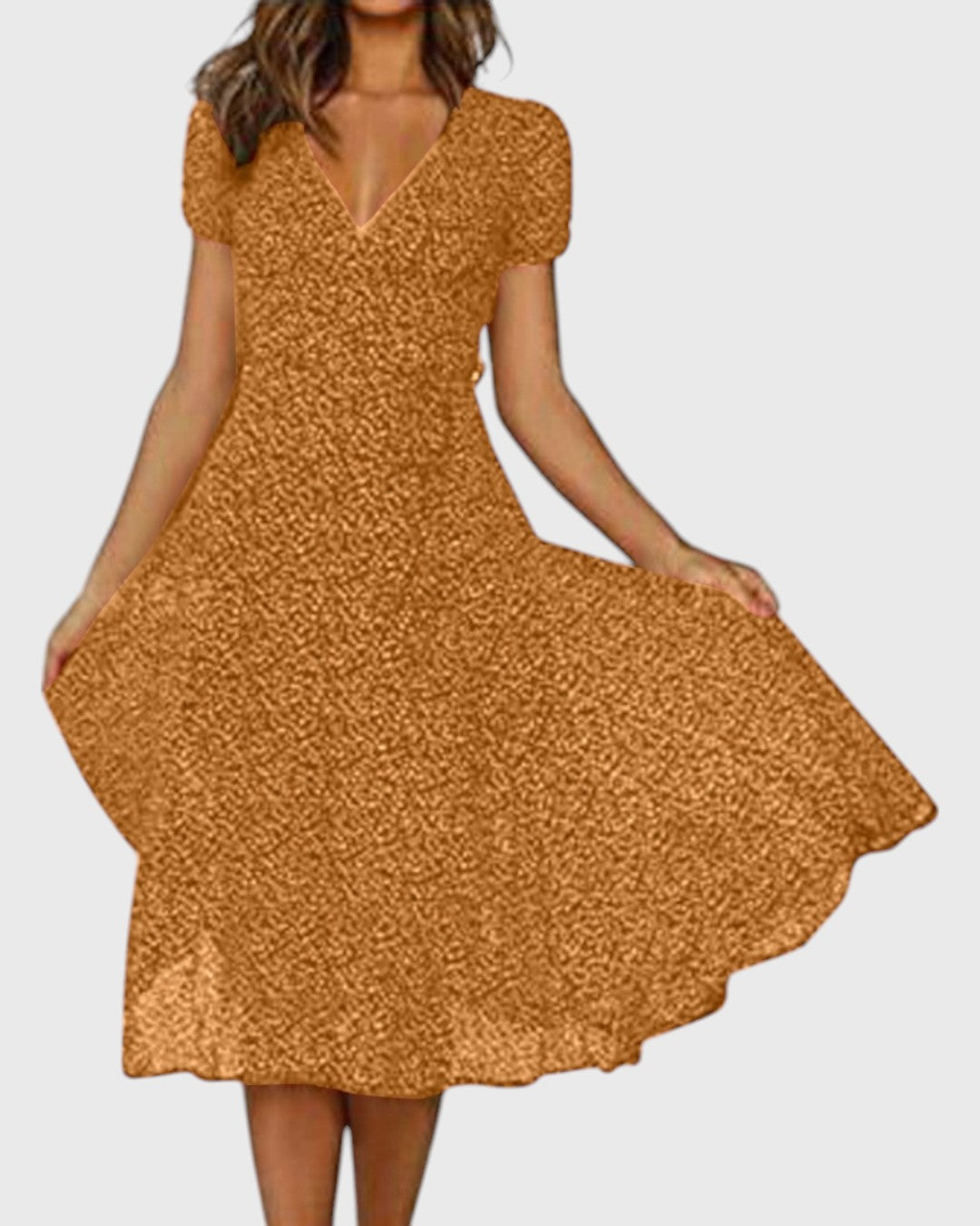 Léa robe midi évasée à décolleté en V