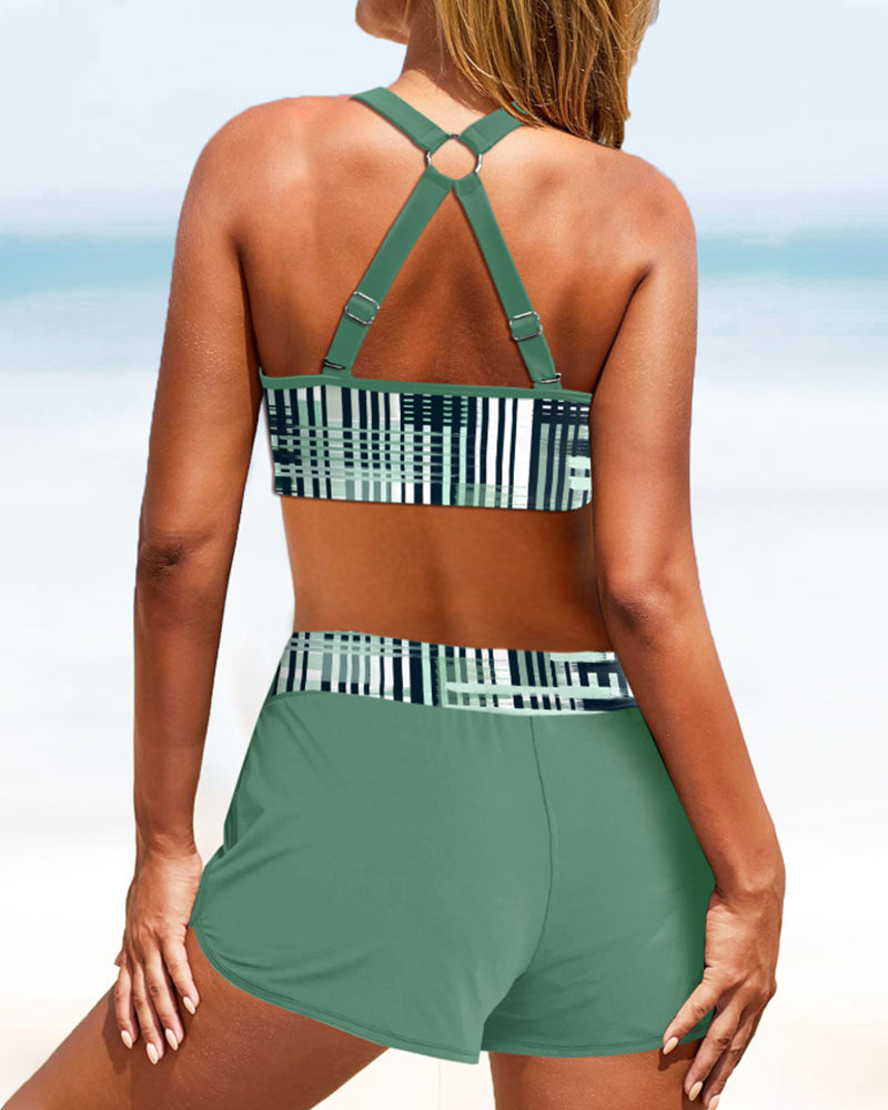 Janelle - Bikini à rayures avec taille haute