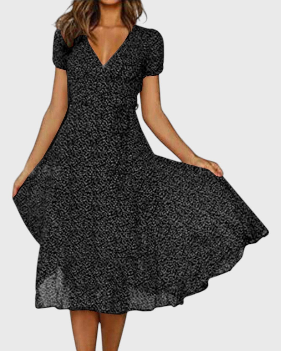 Léa robe midi évasée à décolleté en V