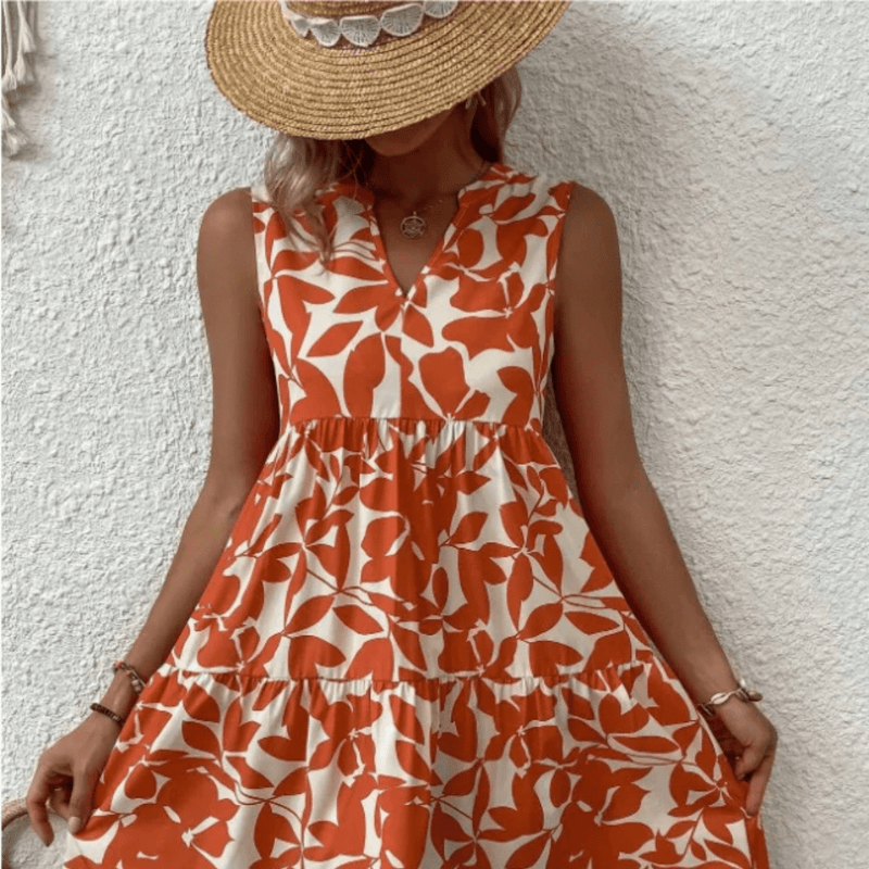 Nora robe trapèze mi-longue sans manches
