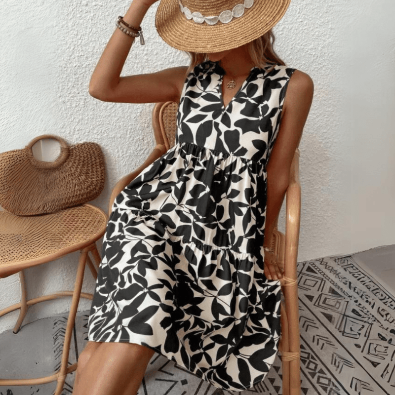 Nora robe trapèze mi-longue sans manches