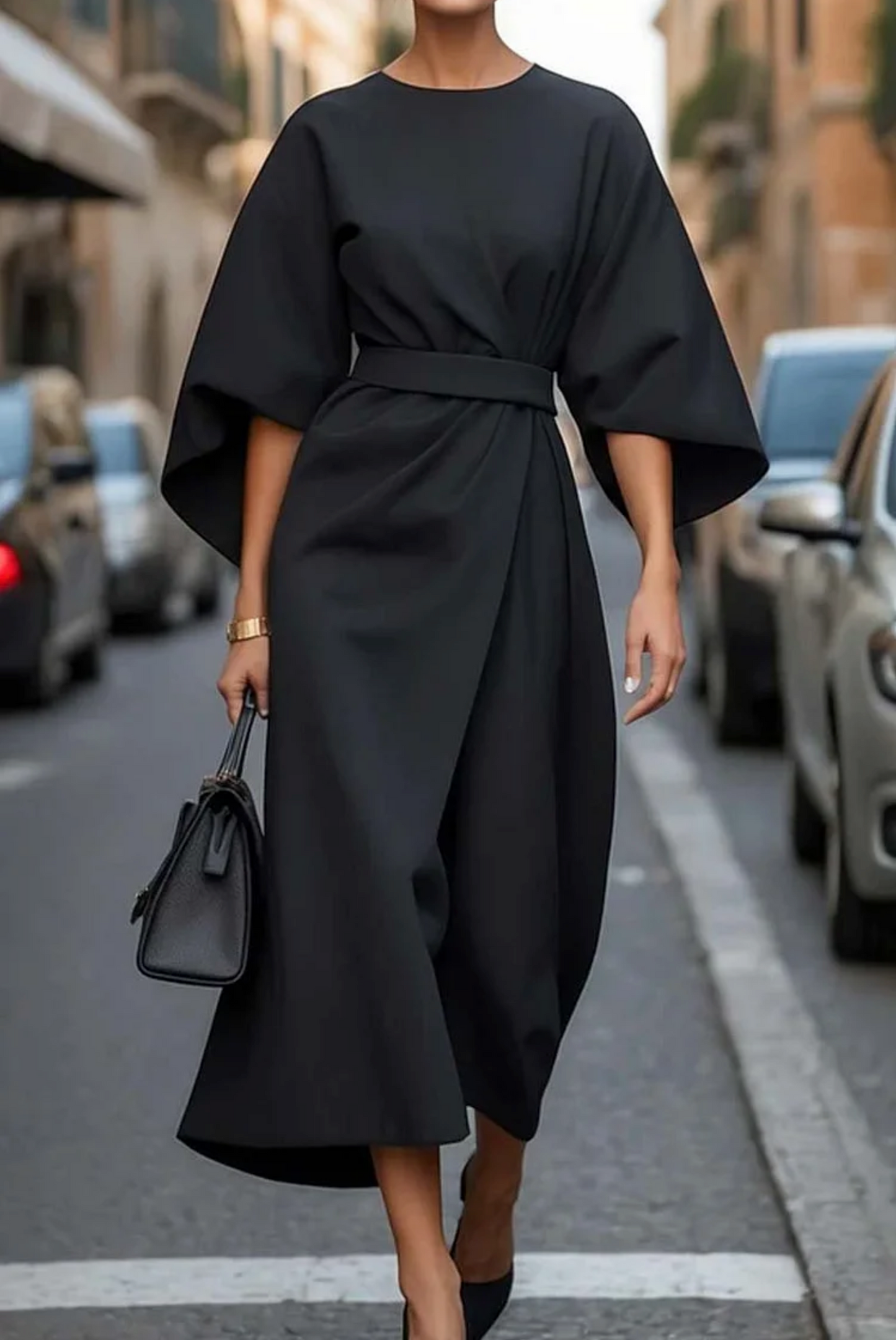 Louise – Robe élégante avec manches lanterne