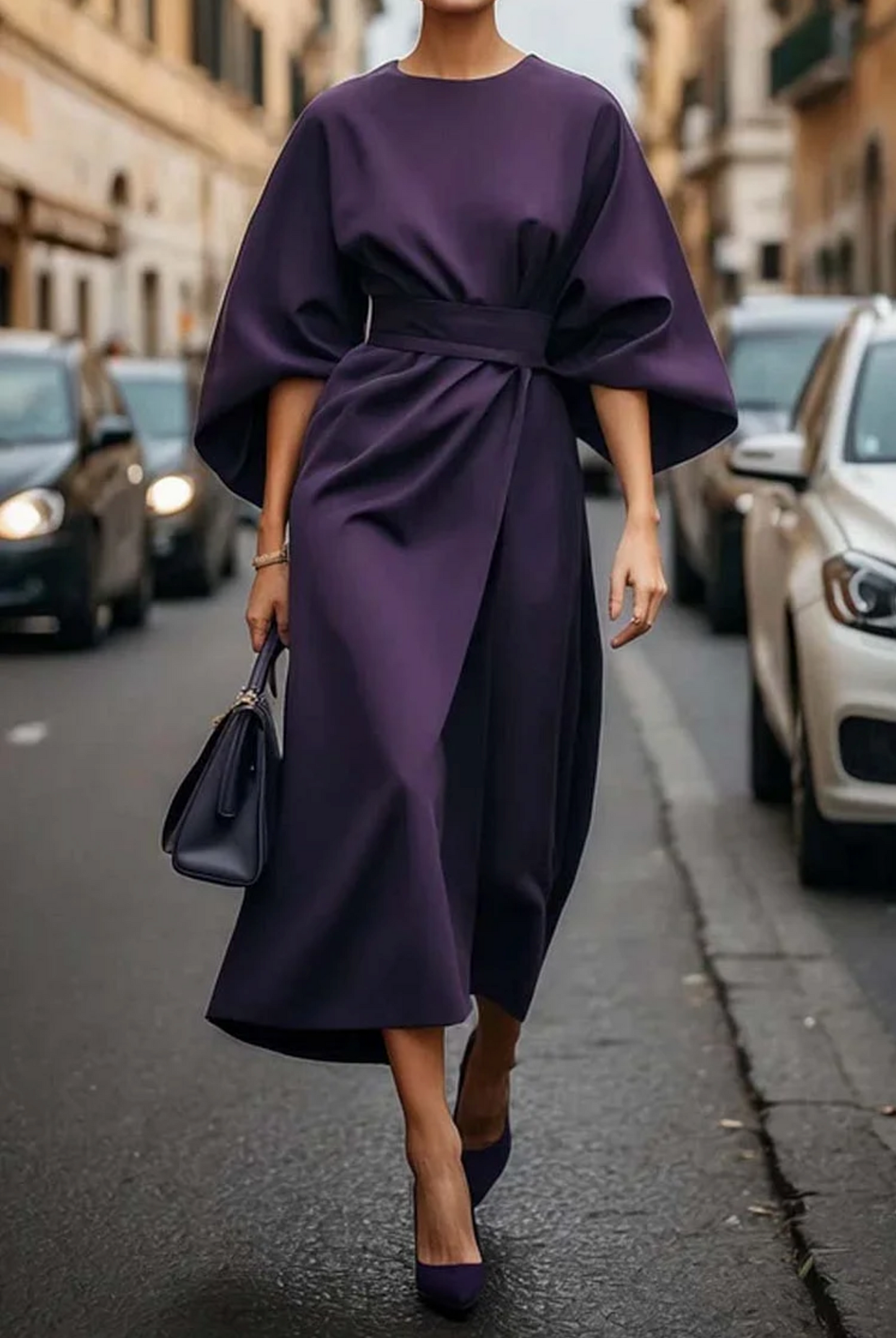 Louise – Robe élégante avec manches lanterne