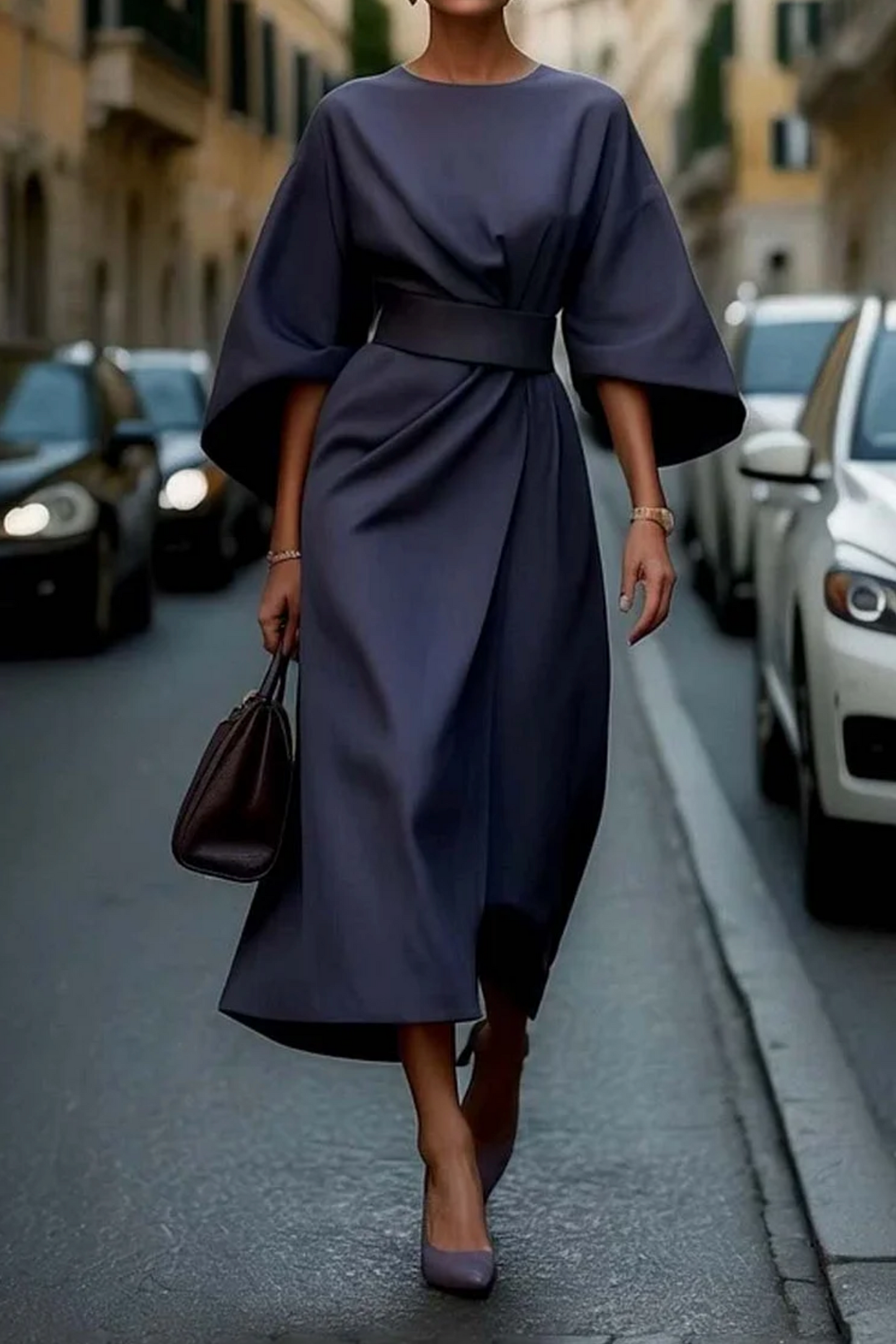 Louise – Robe élégante avec manches lanterne