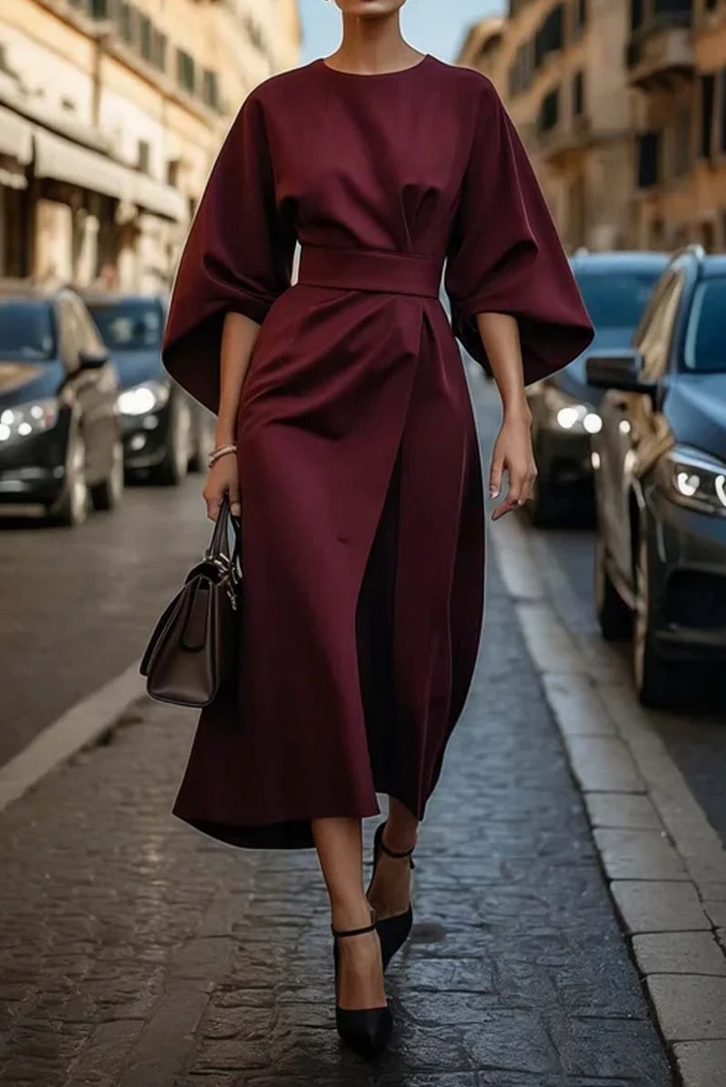 Louise – Robe élégante avec manches lanterne