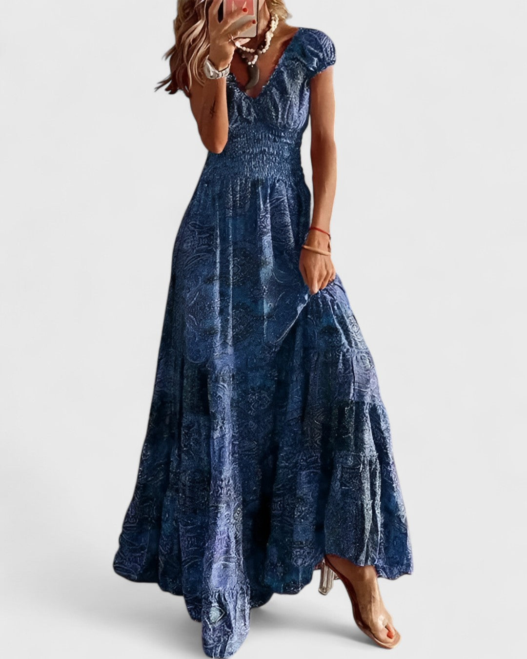 Alba robe longue bohème à taille ajustée