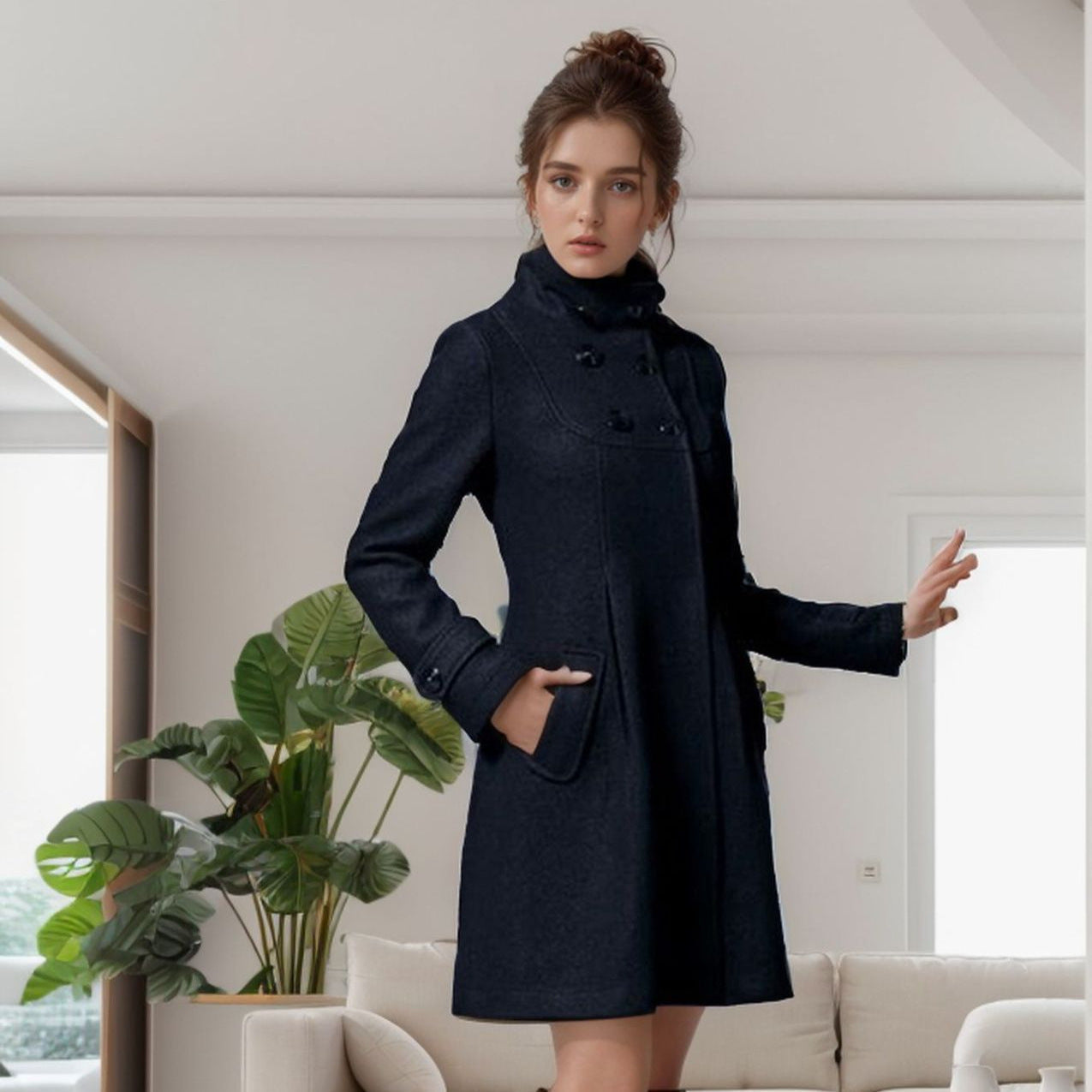 Alice | Manteau à capuche et écharpe intégrée