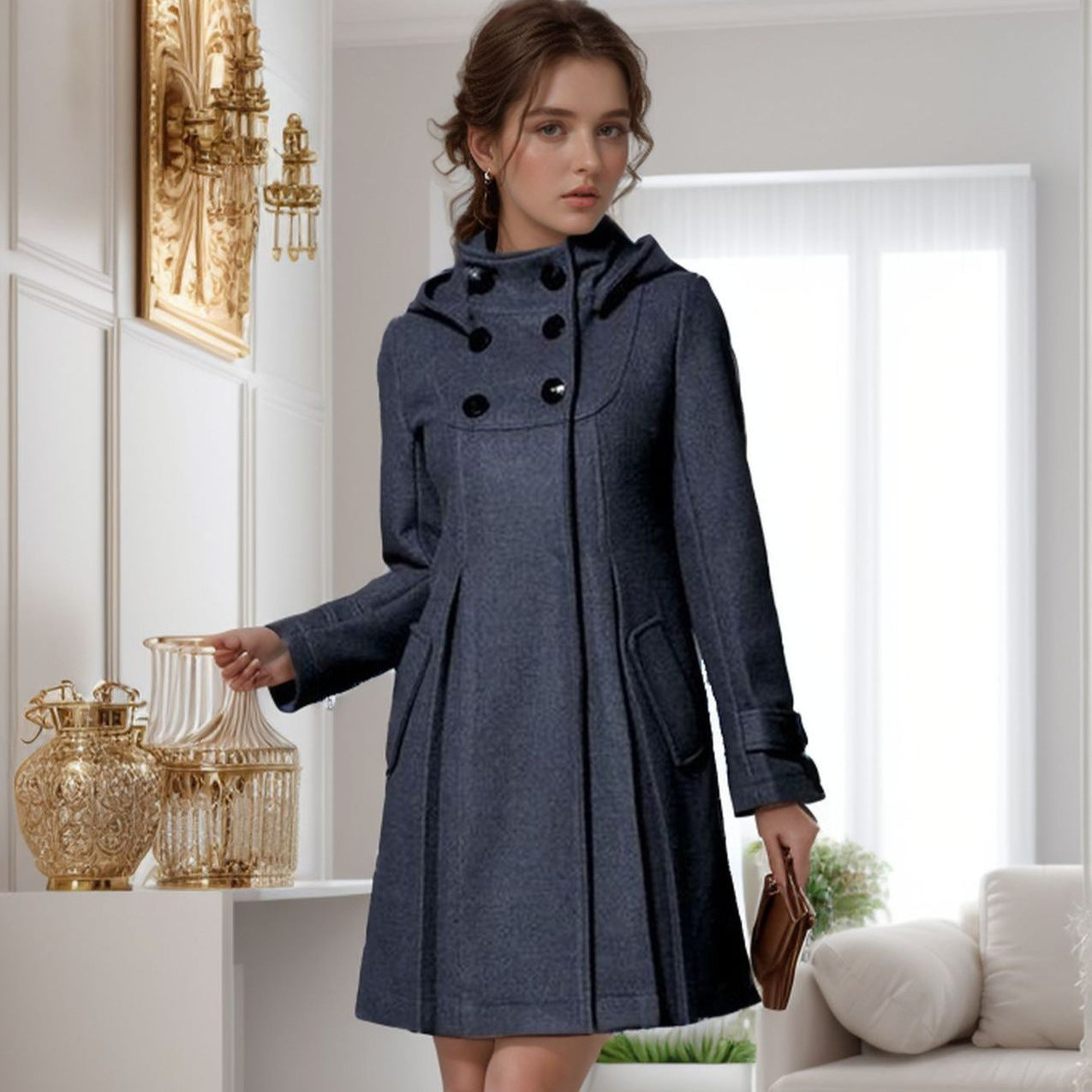 Alice | Manteau à capuche et écharpe intégrée