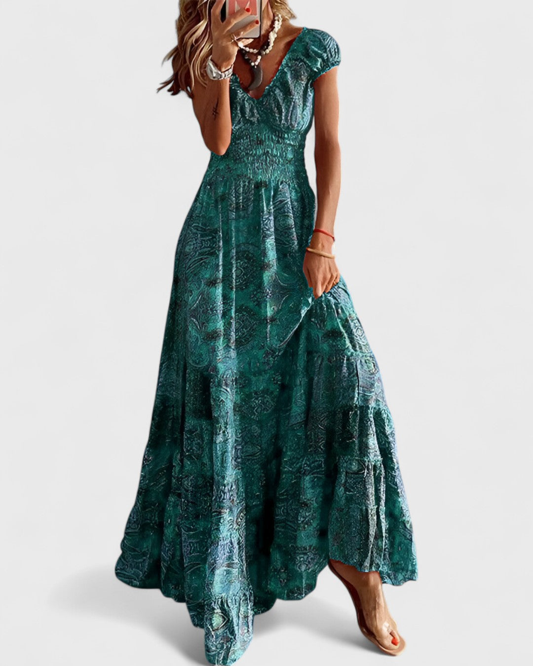 Alba robe longue bohème à taille ajustée