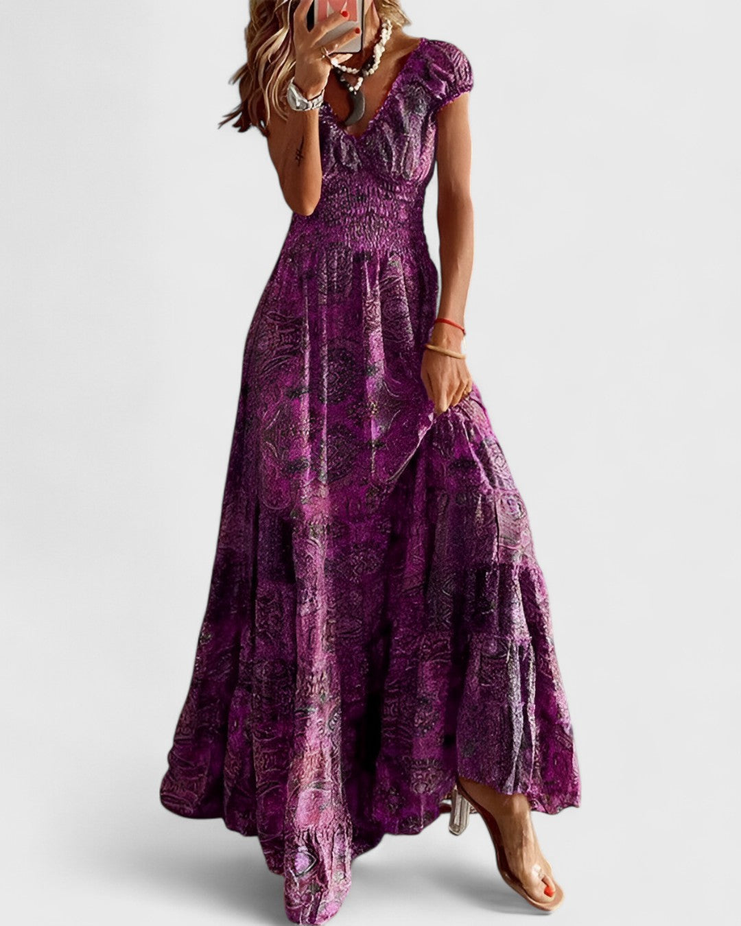 Alba robe longue bohème à taille ajustée