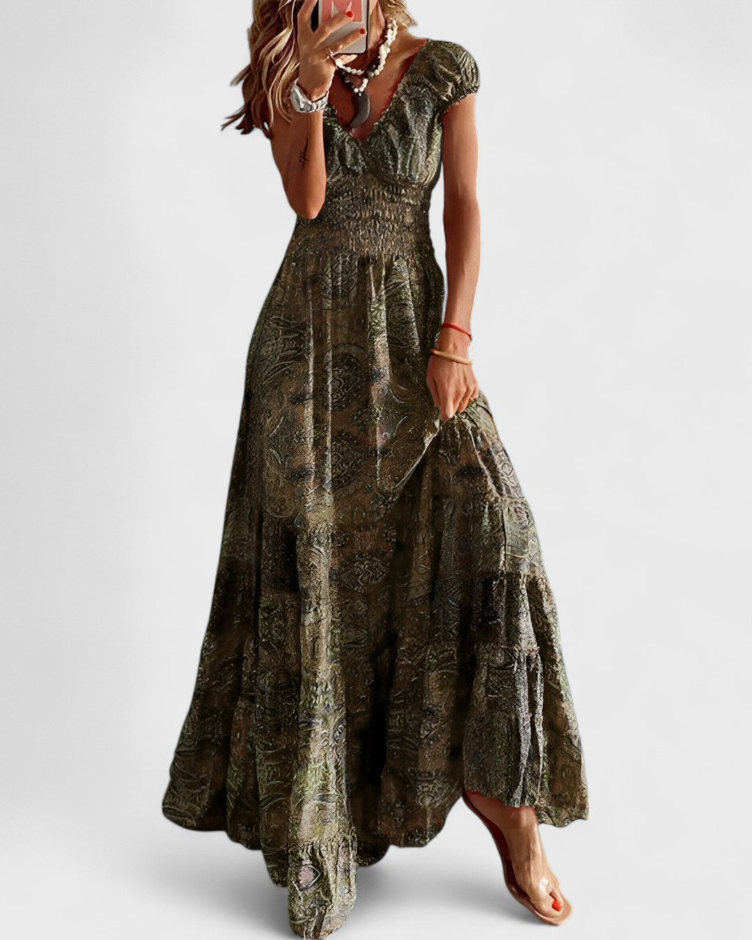Alba robe longue bohème à taille ajustée