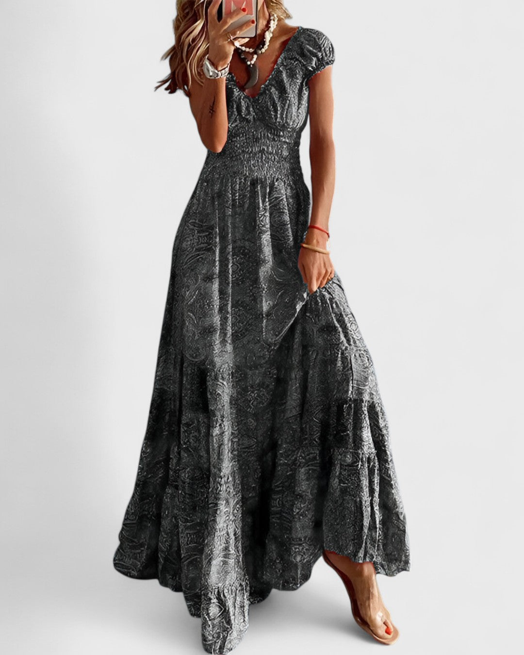 Alba robe longue bohème à taille ajustée
