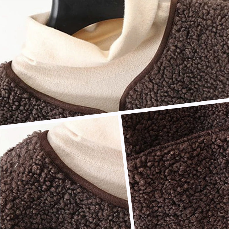 Eva - Cardigan boutonné sans manches en laine chaude