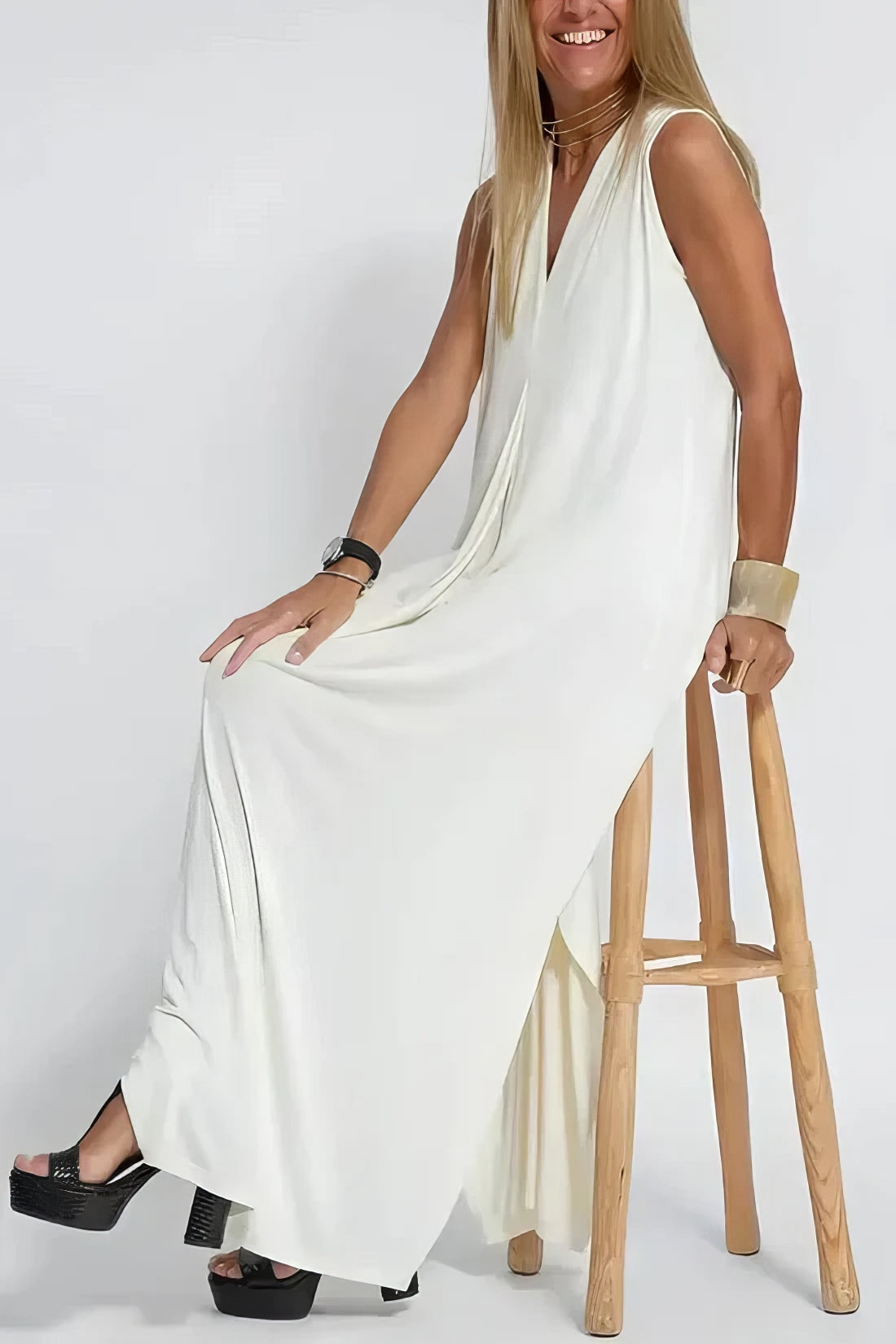 Robe longue élégante + cardigan assorti OFFERT