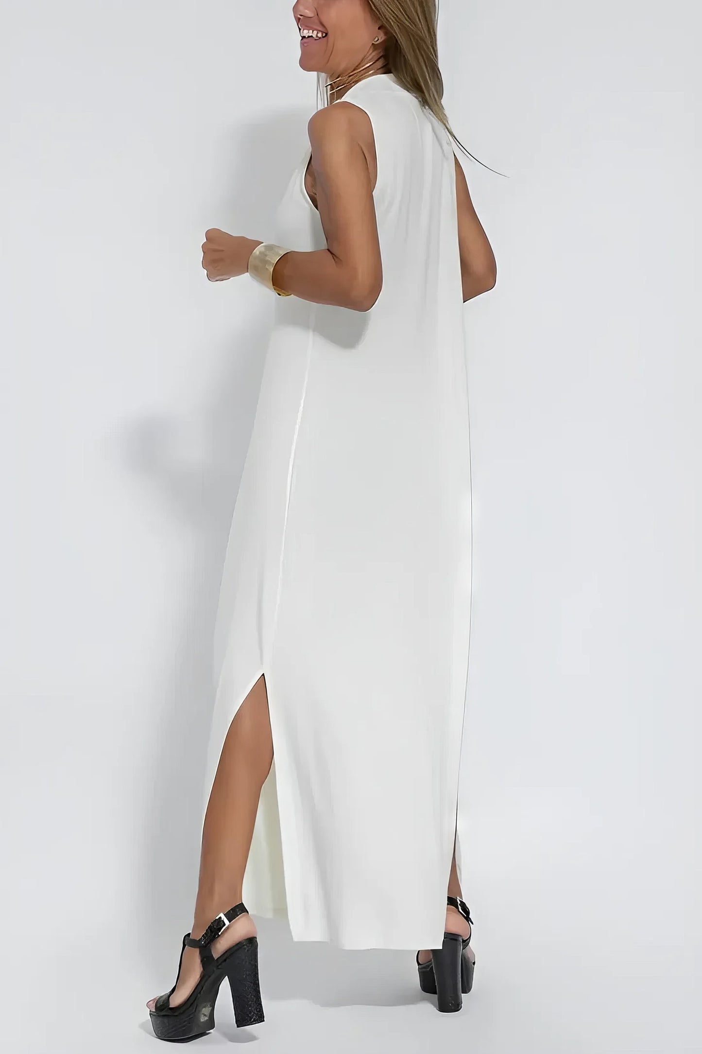 Robe longue élégante + cardigan assorti OFFERT