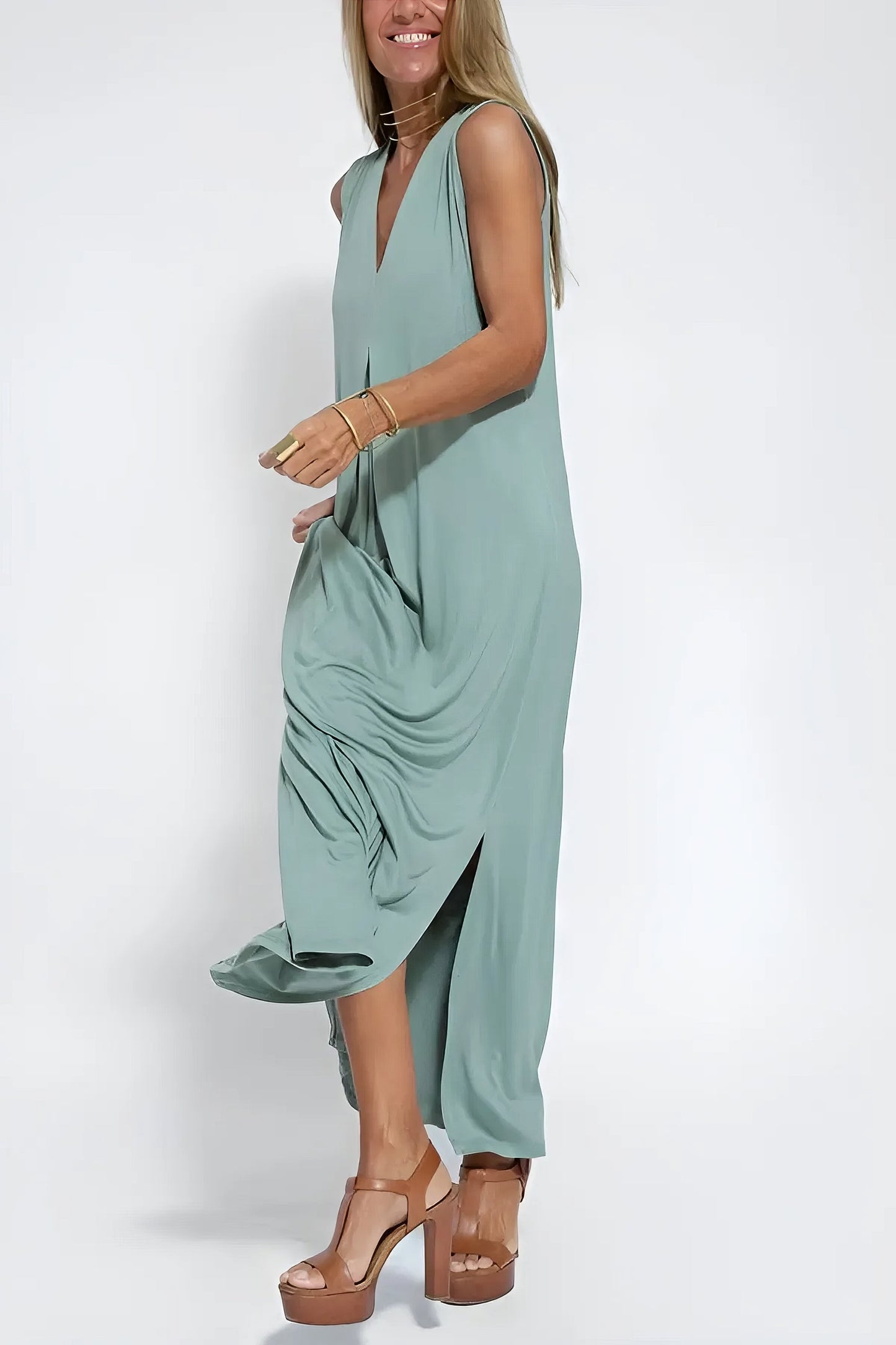 Robe longue élégante + cardigan assorti OFFERT