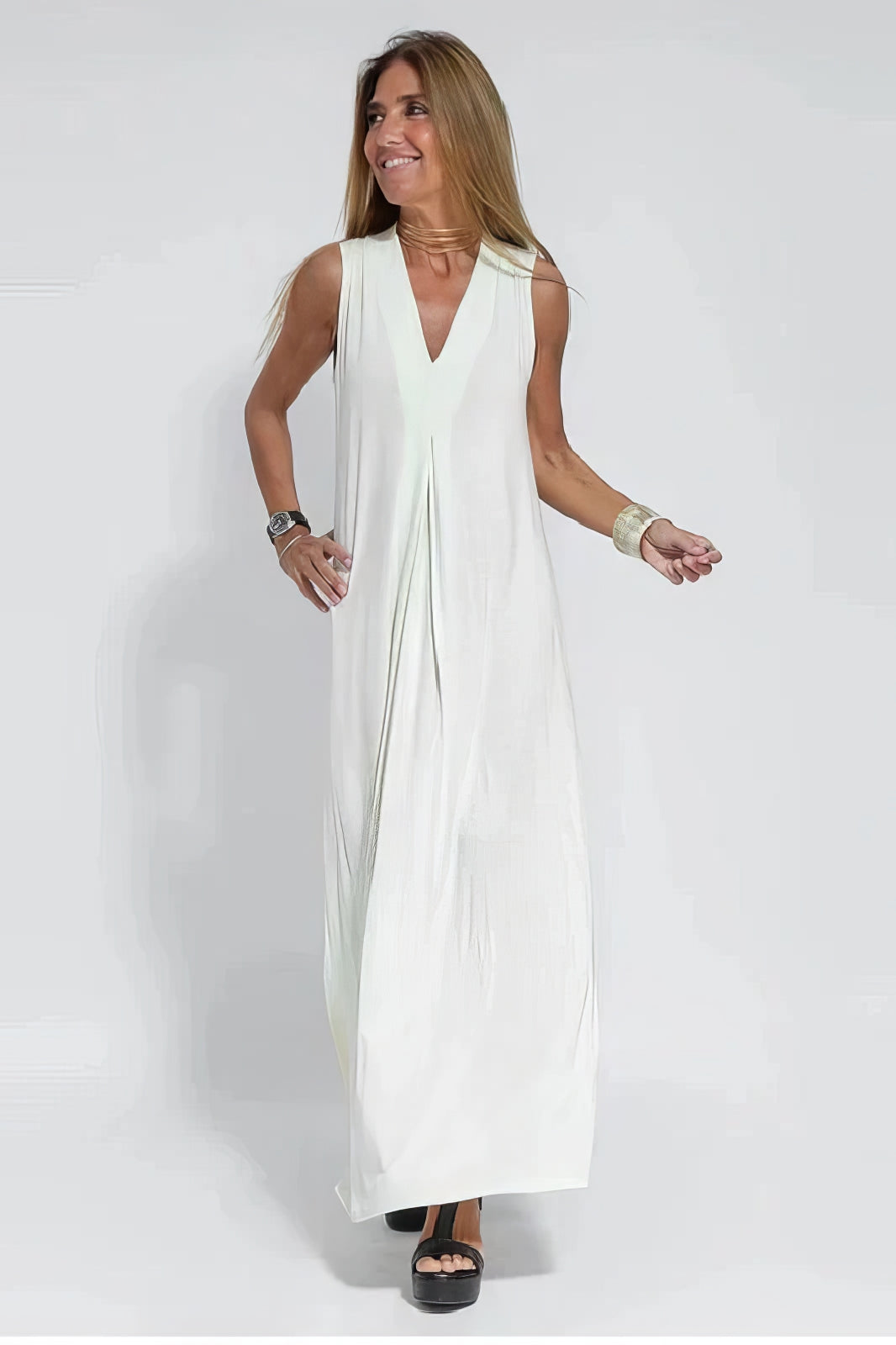 Robe longue élégante + cardigan assorti OFFERT