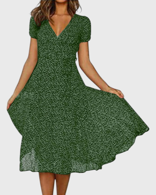 Léa robe midi évasée à décolleté en V
