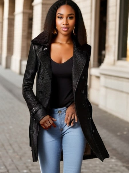 Ada Trench-coat en cuir luxueux