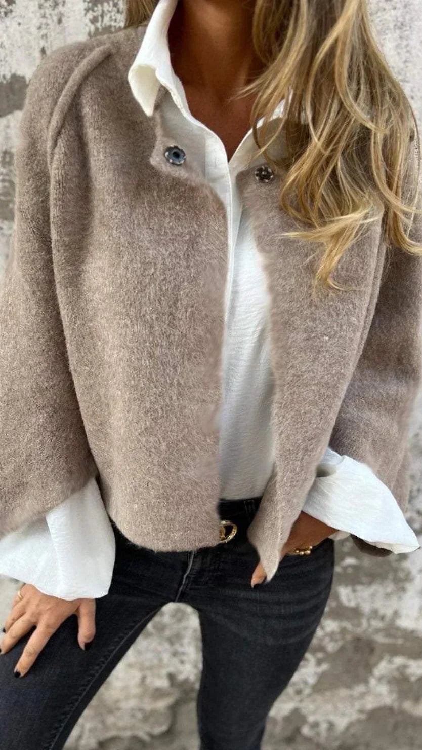 Pauline | Cardigan Court en Cachemire Femme, Coupe Ample, Ouverture Frontale