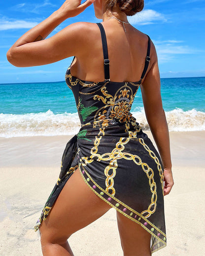 Darius - Maillot de bain une pièce avec détails en chaîne décoratifs et jupe de plage