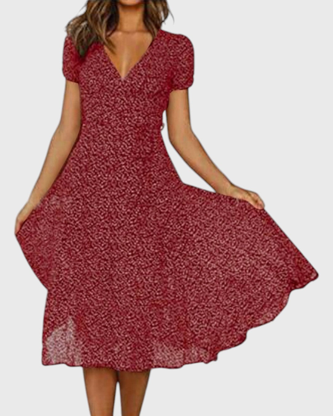 Léa robe midi évasée à décolleté en V