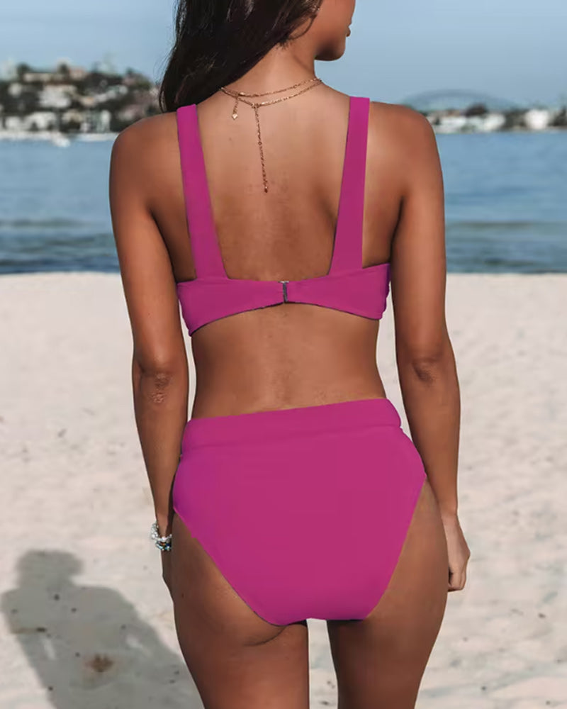 Hilary - Maillot de bain à taille haute en design uni