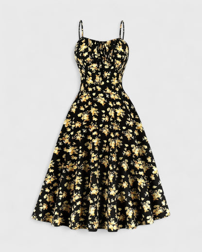 Margaux robe estivale à bretelles et imprimé fleuri vintage