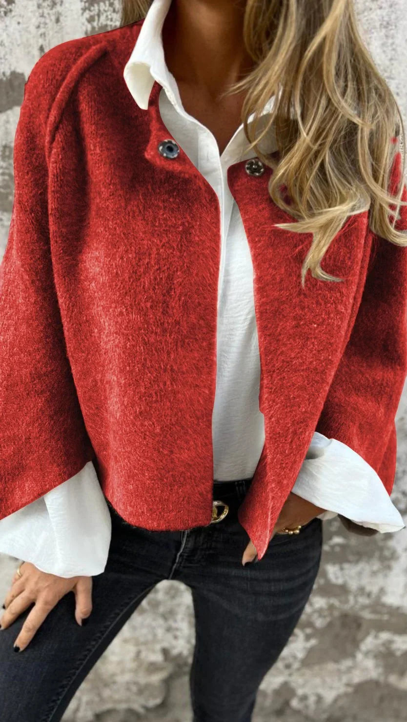 Pauline | Cardigan Court en Cachemire Femme, Coupe Ample, Ouverture Frontale