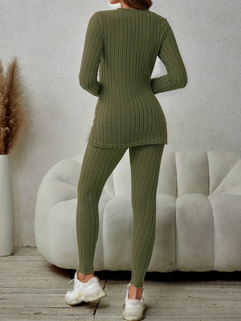 Ella - Ensemble deux pièces en tissu côtelé pour femmes