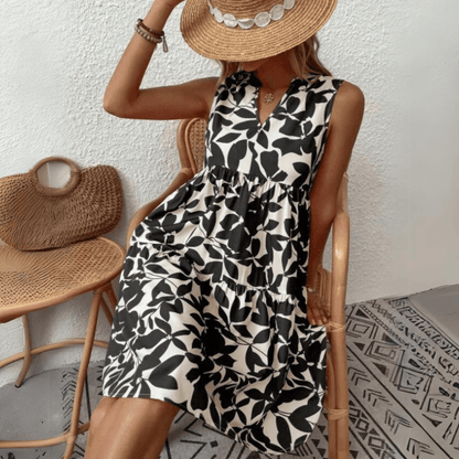 Nora robe trapèze mi-longue sans manches