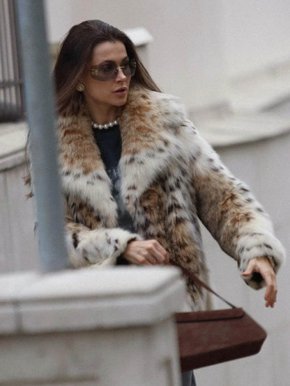 Fanny - Veste en fausse fourrure avec imprimé léopard