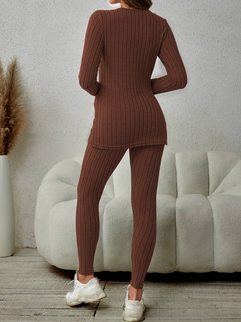 Ella - Ensemble deux pièces en tissu côtelé pour femmes