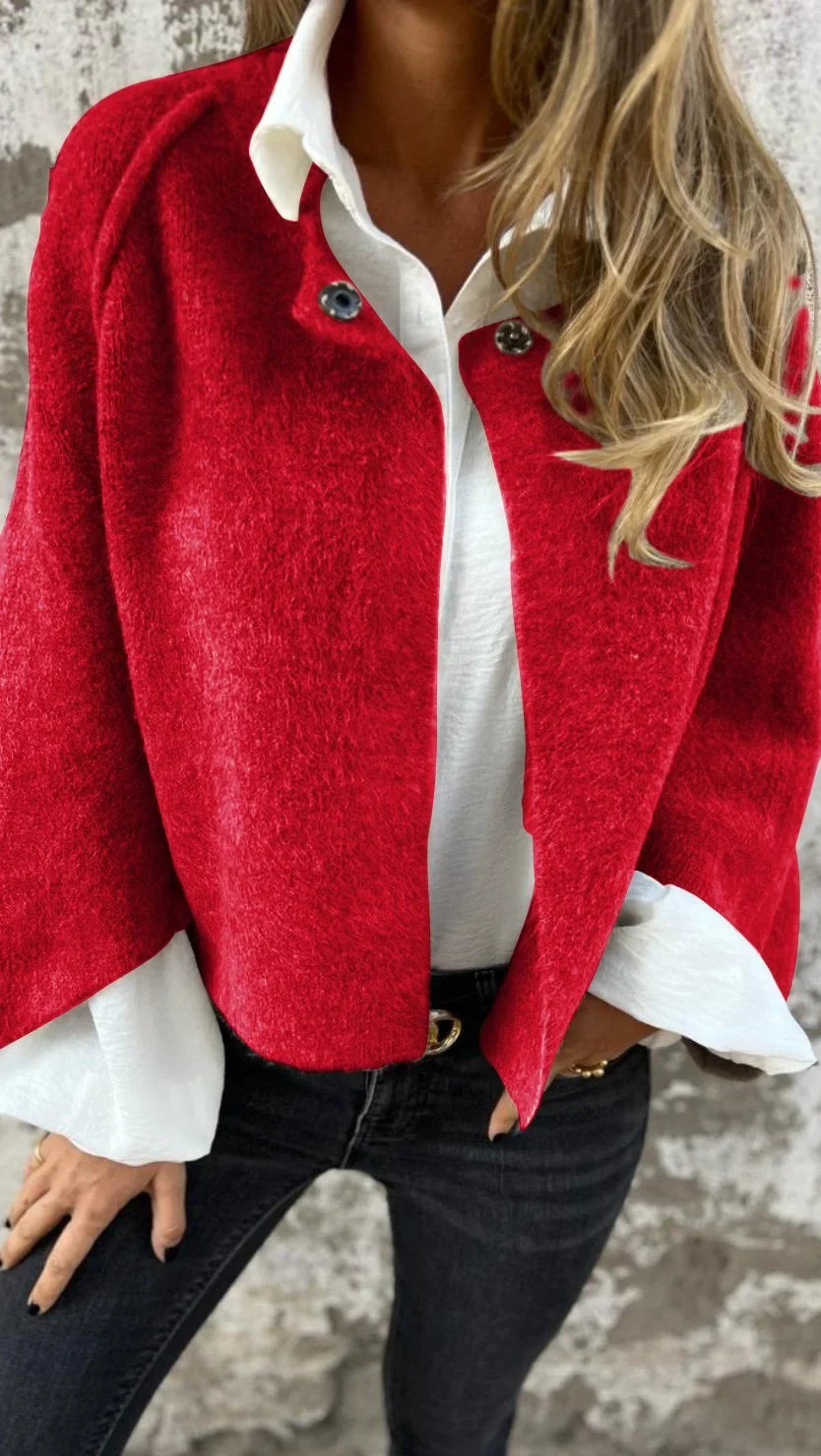 Pauline | Cardigan Court en Cachemire Femme, Coupe Ample, Ouverture Frontale
