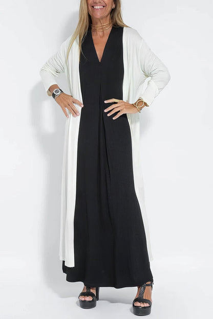 Robe longue élégante + cardigan assorti OFFERT